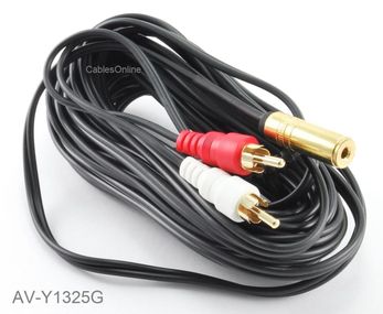 25ft Gold Plated 3.5mm Stereo Female to 2-RCA Male Cable