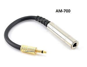 6inch 1/4" Stereo Jack to 3.5mm Mono Plug Audio Headset Cable