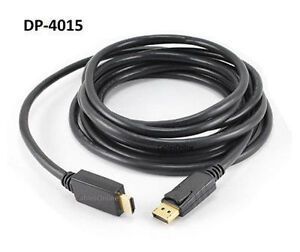 15ft DisplayPort Male to HDMI Male 28AWG Adapter Cable