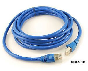 10ft Shielded CAT6A Network STP 500MHz Bare Copper Ethernet RJ45 Patch Cable