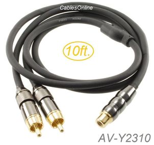 10ft Premium RCA Female to 2-RCA Male flexible & durable Audio Splitter