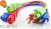 3-Pack 1ft Short 3-Conductor AC Power Cable Three Colors , Blue, Green, Red