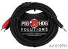 10ft PigHog Stereo Breakout Cable, 3.5mm Stereo Male to Dual RCA Male