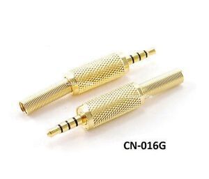 Premium 3.5mm 1/8" Stereo TRRS 4-Pole Gold Male Connector w/ Spring Relief