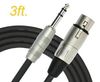 3ft Kirlin XLR 3-Pin Female to 1/4" TRS Male Patch Cable, OFC Conductors