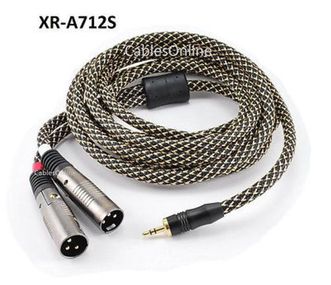 12ft Premium Stereo 3.5mm Plug to 2-XLR Male Braided Sleeve Audio Mixer Cable