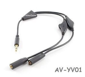 12in 3.5mm Stereo Headset Audio Splitter with Separate Volume Controls