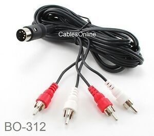 12 ft 5-Pin DIN Male to 4-RCA Male Audio Cable for BO, Naim, Quad