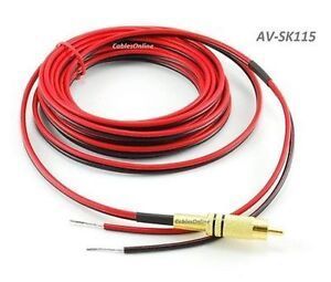 15ft CablesOnline 18 AWG Speaker Wire Single Cable with RCA Male Plug