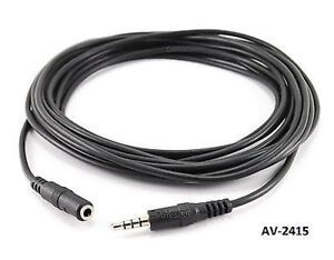15ft 3.5mm (1/8") Stereo TRRS 4-Pole Male to Female Cable