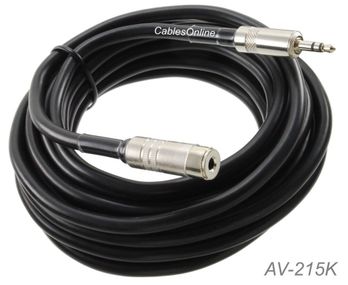 15ft 3.5mm (1/8") Stereo Female to 3.5mm (1/8") Stereo Male Extension Cable