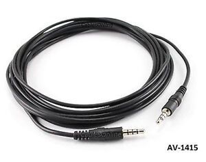 15ft 3.5mm (1/8") Stereo 4-Pole TRRS Male to Male Cable