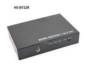 HDMI 2-Way Video Splitter, 1 Image to 2 Monitors/TV's w/ IR Extension