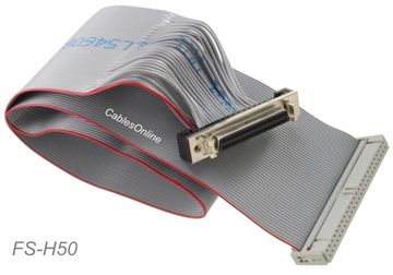18" SCSI 50-Pin IDC50 Female to External SCSI-2 HPDB50 Female Ribbon Cable