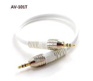 1ft 3.5mm (1/8") Stereo Audio Male to Male Silver/Gold Connector White Cable
