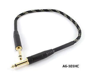 1.5ft Black/Gold 1/4" Mono Male to Male Woven Instrument Amp Pro Audio Cable