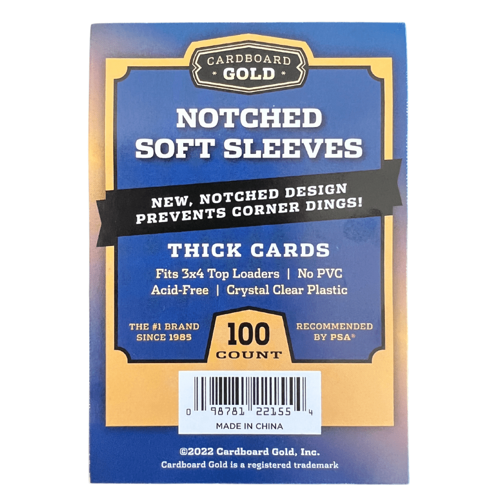 Notched Card Sleeves for Thick Trading Cards Cardboard Gold