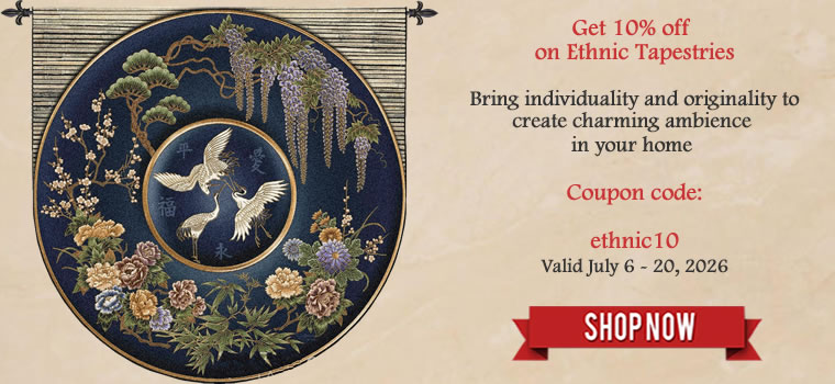 Get 10% off on Ethnic Inspired Designs: Asian & African Tapestry Wall Hangings