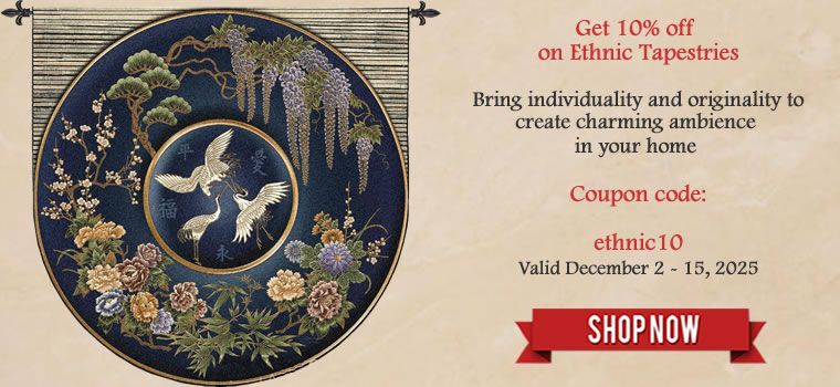 Get 10% off on Ethnic Inspired Designs: Asian & African Tapestry Wall Hangings