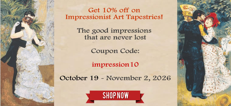 Get 10% off on Impressionist Tapestry Wall Hangings - Monet, Van Gogh Art Tapestries Reproductions