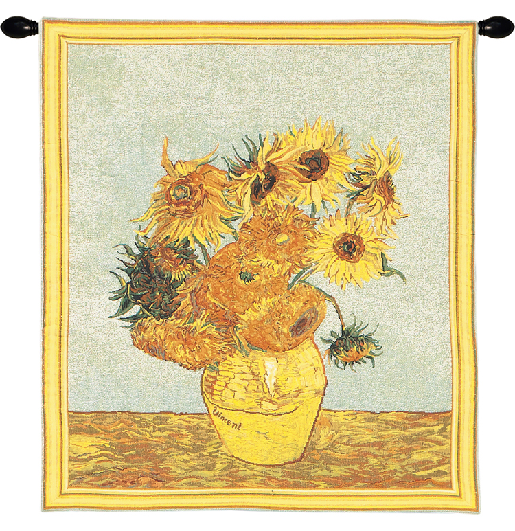 Sunflowers by Van Gogh I Belgian Tapestry Wall Hanging from a