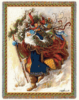 Windswept Santa Christmas Tapestry Throw, 70" X 53"