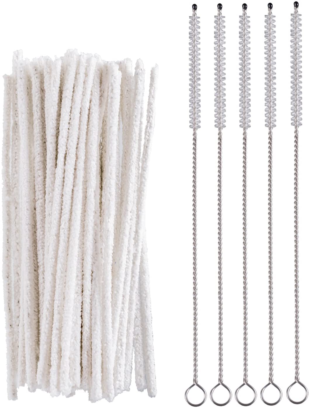 50 Super Absorbent Pipe Cleaners with 5 Shank Cleaning Brushes for