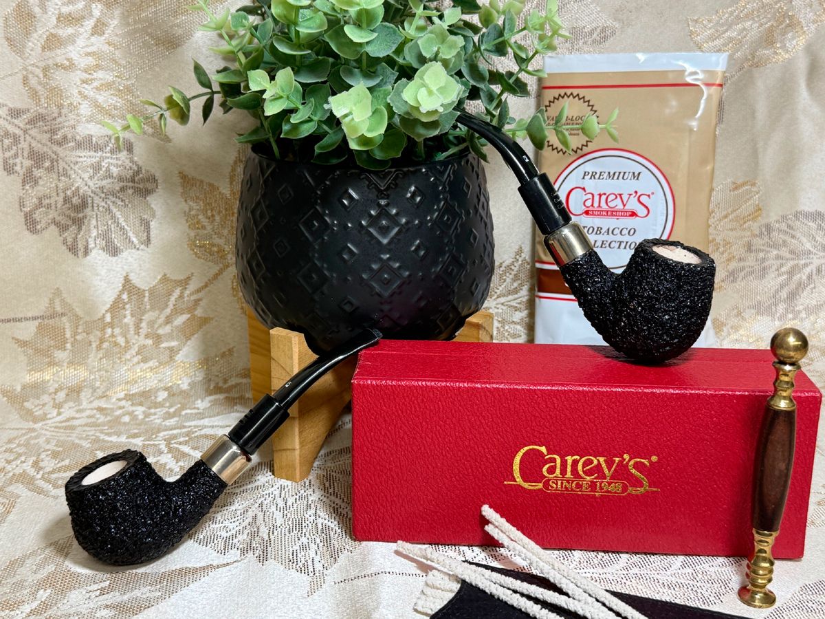 Carey Magic Inch Black Sandblasted Pipe w/Silver Band