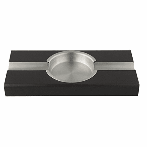Cigar Ashtray Dark Wood with Stainless Steel Accents