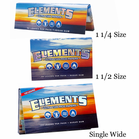 Elements Ultra Thin Rice Cigarette Rolling Papers - 1-1/4, 1-1/2 or Single Wide