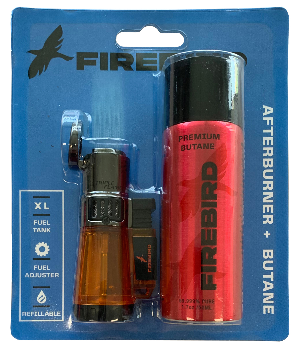 Firebird Triple Torch Afterburner Cigar Lighter & 1.7 oz Butane Combo Pack