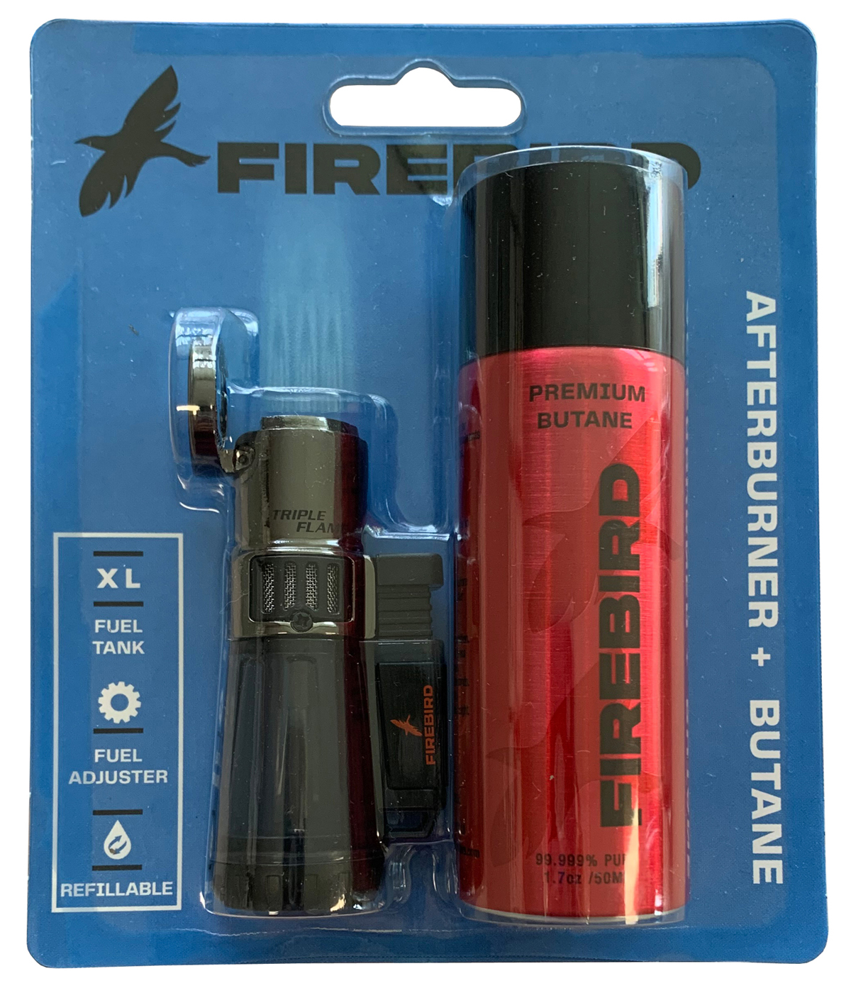 Firebird Triple Torch Afterburner Cigar Lighter & 1.7 oz Butane Combo Pack