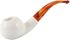 Medium Full Bent Smooth White Genuine Block Turkish Meerschaum Pipe With Case