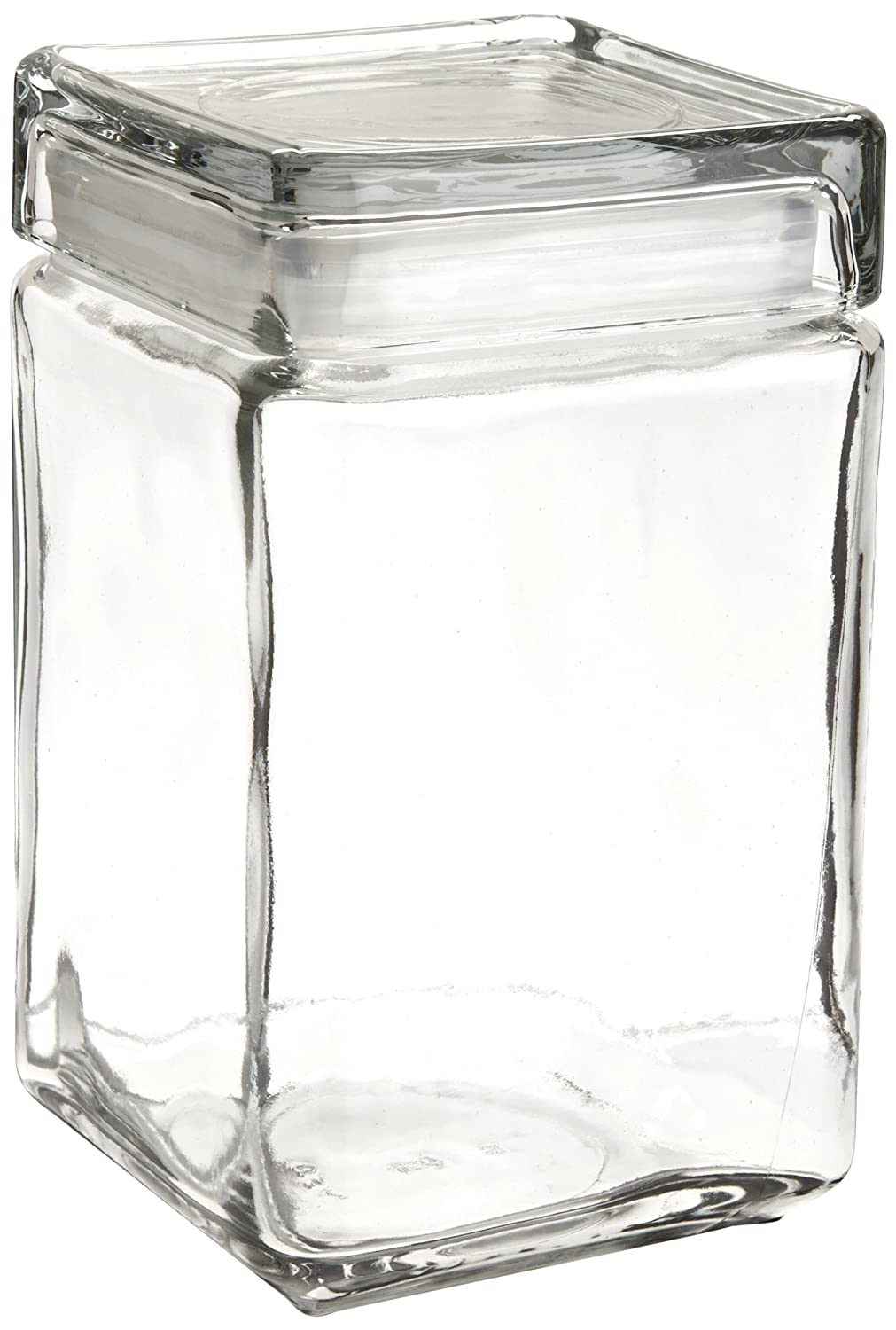 Stackable Square Glass 48 fl oz/1.5 Qt Tobacco Jar Canister with Glass Lid