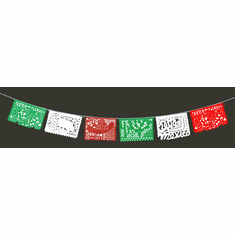5 de Mayo Plastic  <br> Red, White, Green <br>Papel Picado Banner
