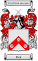 Peck Code of Arms English Family Shield