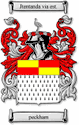 Peckham Code of Arms English Family Shield