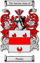 Ponder Code of Arms English Family Shield