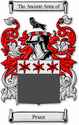 Priest Code of Arms English Family Shield