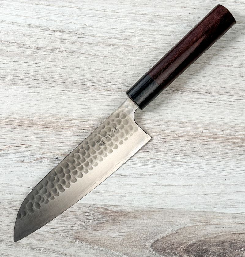 Anryu Blue #2 Hammered Santoku 165mm|Carbon Steel Knife