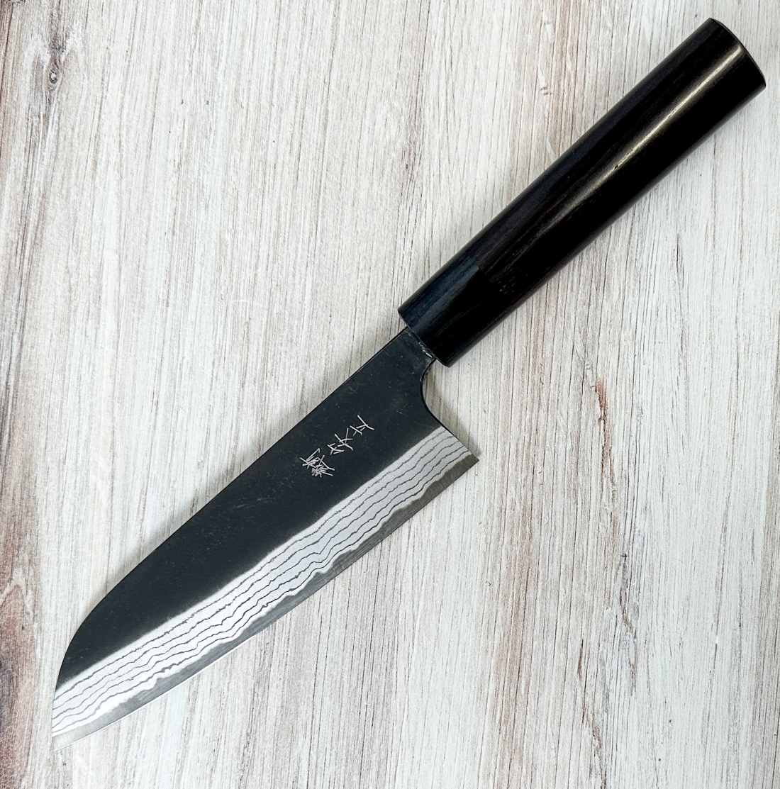 Anryu Kurouchi Damascus Santoku 165mm|Aogami|CKTG
