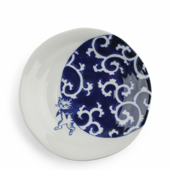 Blue and White Cat Burglar Plate 6.5 Inch