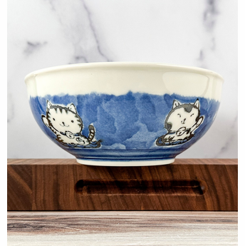 Fortune Cat Bowl 6.25 in Blue
