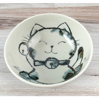 Fortune Cat Bowl 6.25 in Blue