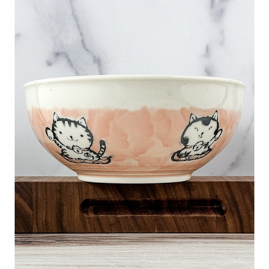 Fortune Cat Bowl 6.25 in Pink