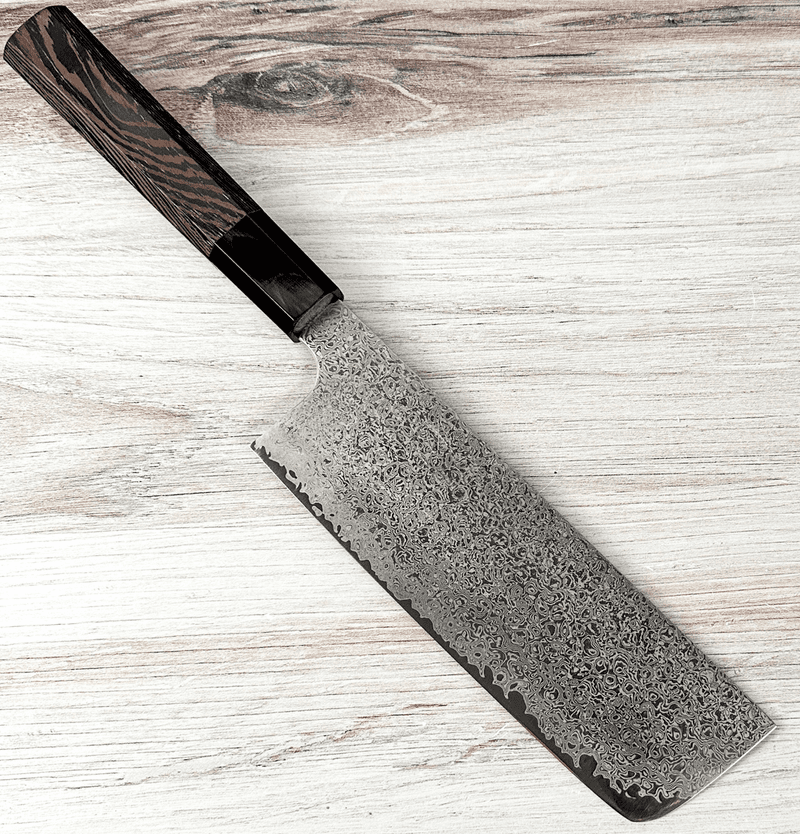 初心HATSUKOKORO 青二鋼 レインボーダマスカス　ペティ15cm黒檀柄 初心HATSUKOKORO 青二鋼 レインボーダマスカス ペティ15cm黒檀柄