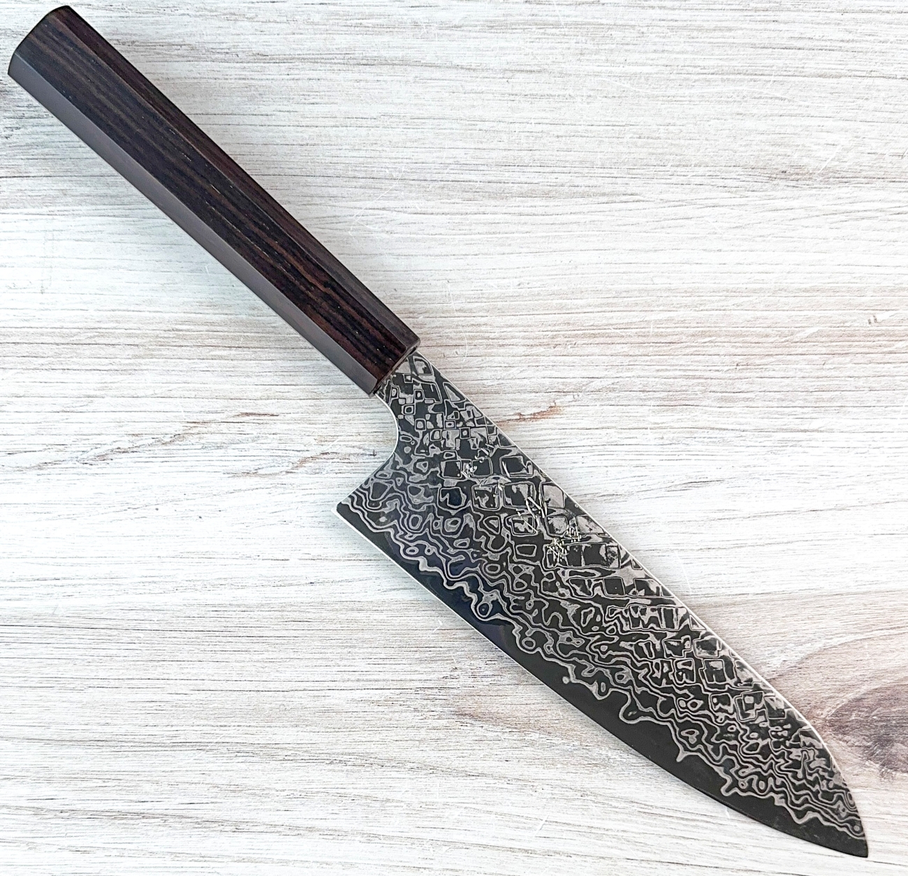 Hatsukokoro Hayabusa ATS34 Damascus Santoku 180mm