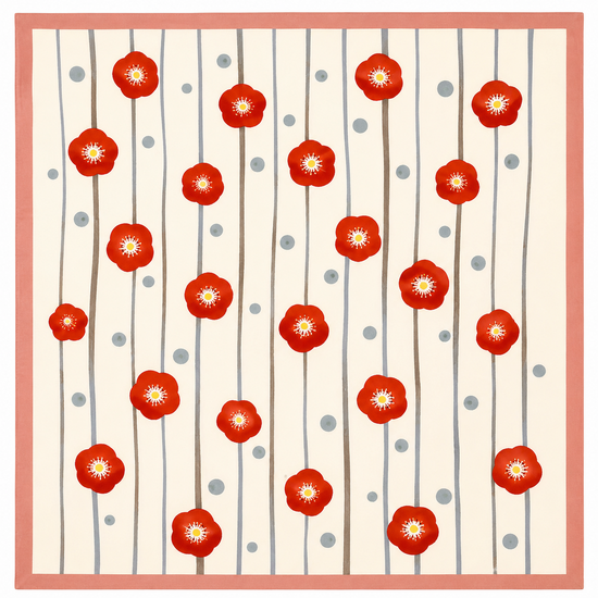 Kurochiku Plum White Chirimen Furoshiki 44cm