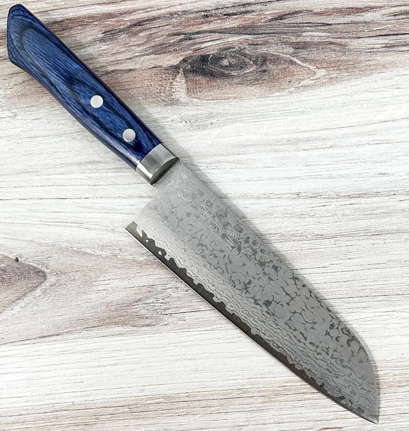 Masutani VG10 Damascus Santoku 165mm Blue