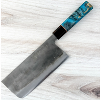 Visit Matsubara Blue #2 Nashiji Tall Nakiri 175mm Custom